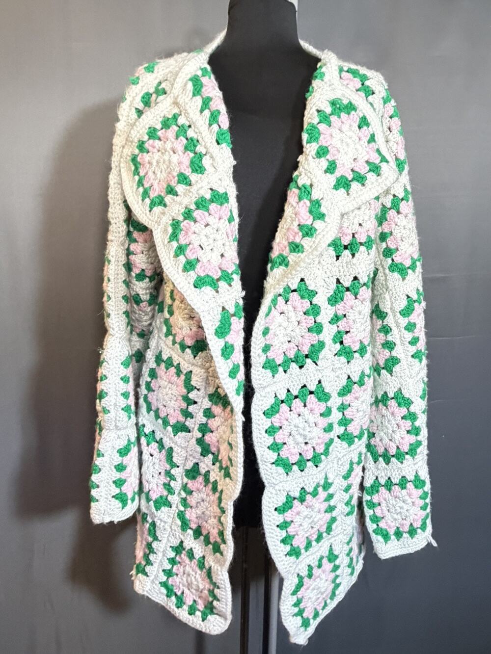 Handmade Crochet Granny Square Cardigan One Size Up to 2XL Boho Cottagecore
